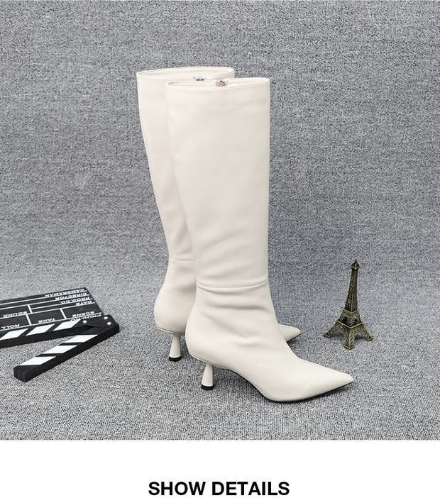 2021秋冬新款歐美版 黑，白色真皮側拉鏈長靴boots