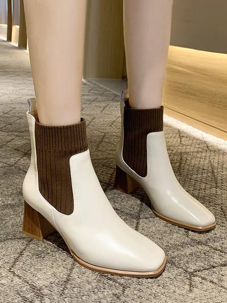 2021秋冬新款襪筒方頭舒適易襯短靴Boots